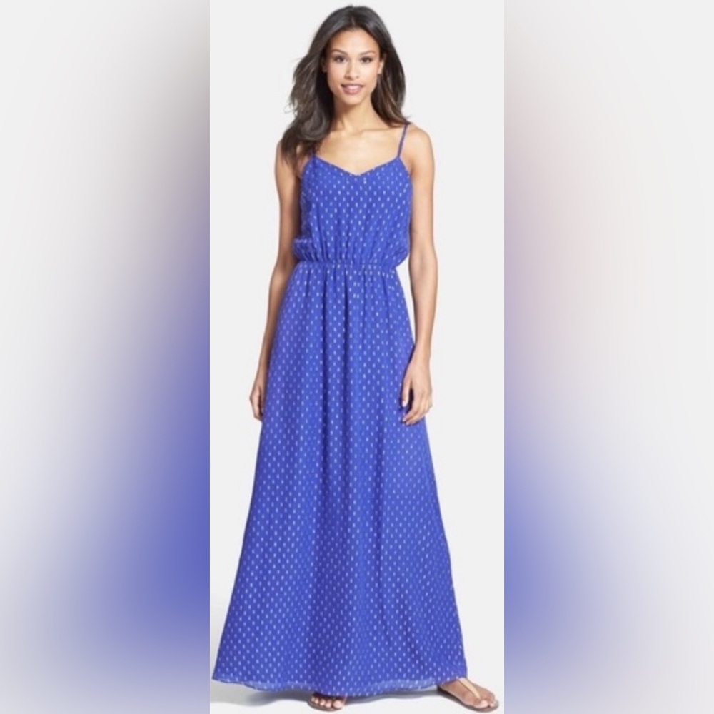 Lilly Pulitzer Royal Blue Maxi Dress with White Dots